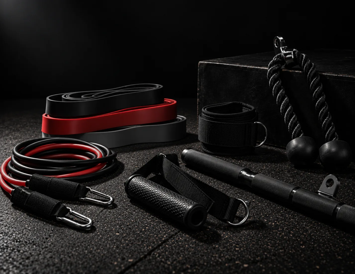 Accessoires d’entraînement DNAxFIT sur un plancher de gym