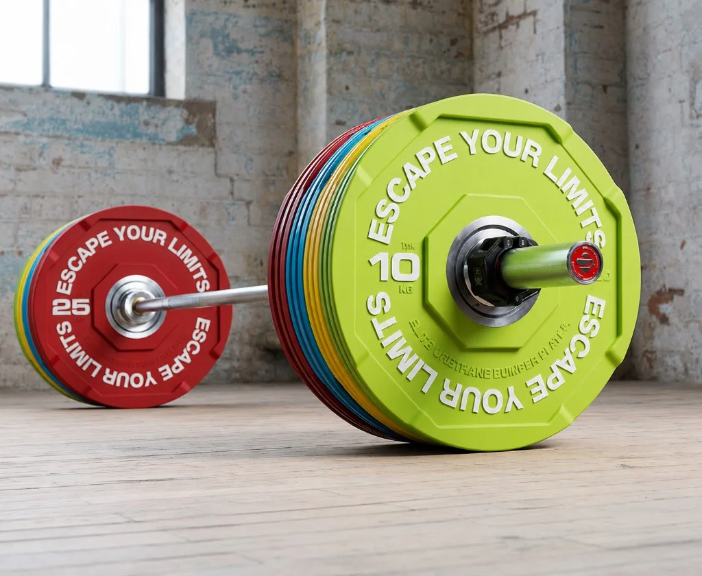 Barre olympique et disques colorés Escape Fitness